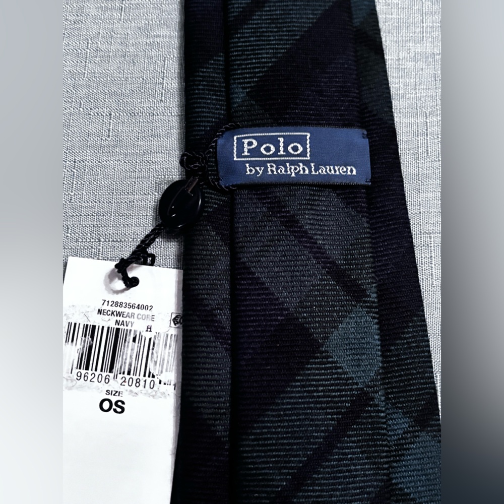 Polo Ralph Lauren Neckwear Core Black Watch Tartan Navy & Green Tie One Size - Picture 9 of 11